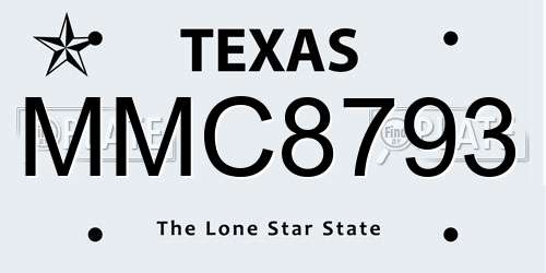 MMC8793 Texas License Plate