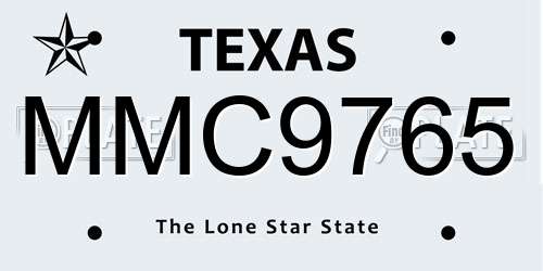 MMC9765 Texas License Plate