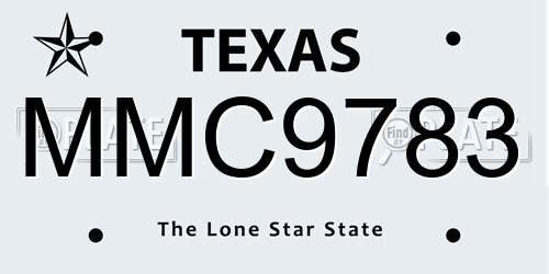MMC9783 Texas License Plate