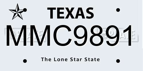 MMC9891 Texas License Plate