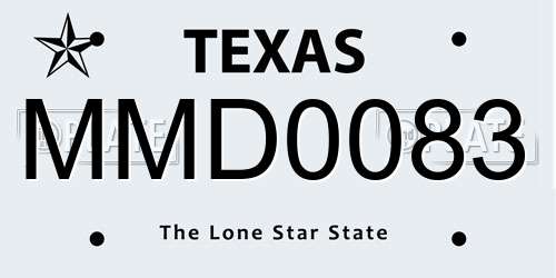 MMD0083 Texas License Plate