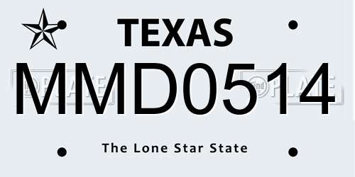 MMD0514 Texas License Plate