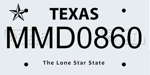 MMD0860 Texas License Plate