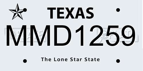 MMD1259 Texas License Plate