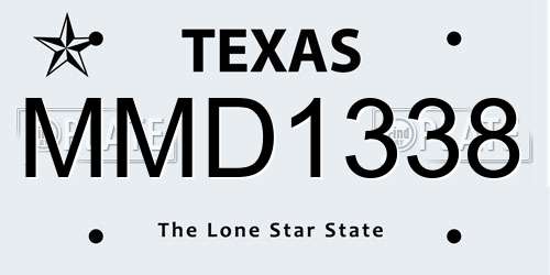 MMD1338 Texas License Plate