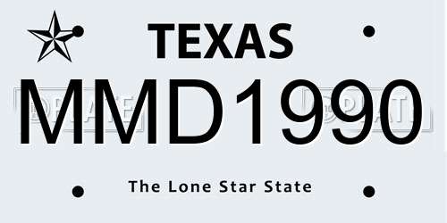 MMD1990 Texas License Plate