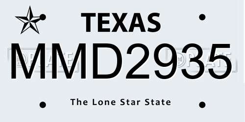 MMD2935 Texas License Plate