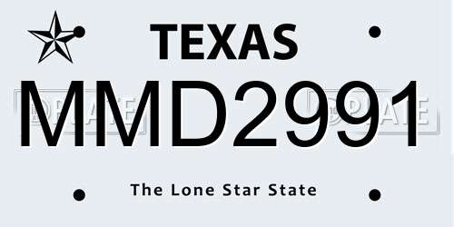 MMD2991 Texas License Plate