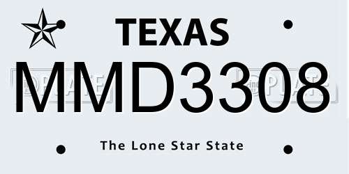 MMD3308 Texas License Plate