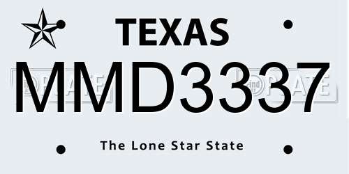 MMD3337 Texas License Plate