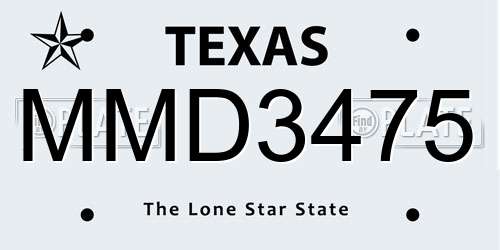 MMD3475 Texas License Plate