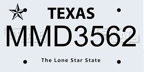 MMD3562 Texas License Plate