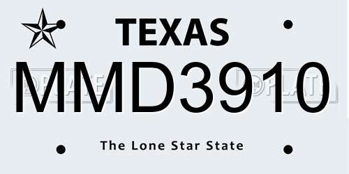 MMD3910 Texas License Plate