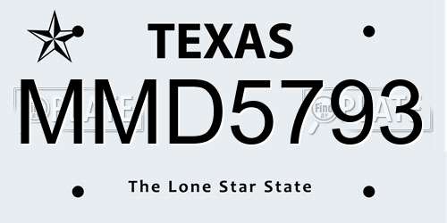 MMD5793 Texas License Plate