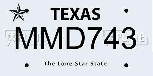 MMD743 Texas License Plate