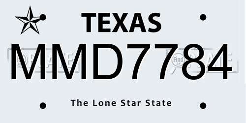 MMD7784 Texas License Plate