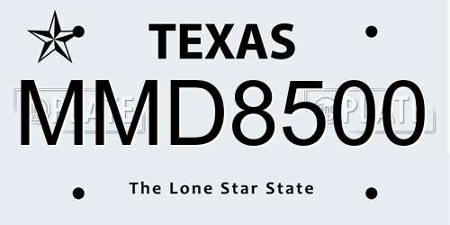 MMD8500 Texas License Plate