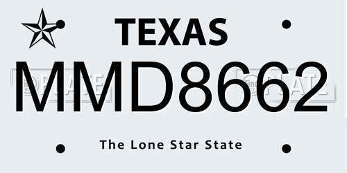 MMD8662 Texas License Plate