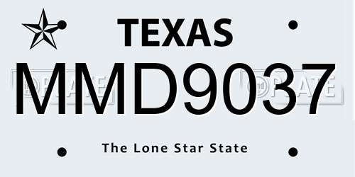 MMD9037 Texas License Plate