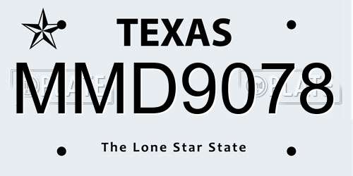 MMD9078 Texas License Plate