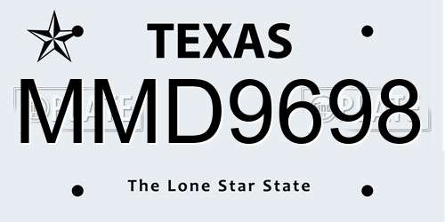 MMD9698 Texas License Plate