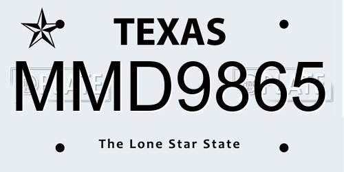 MMD9865 Texas License Plate
