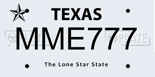 MME777 Texas License Plate
