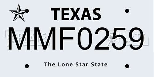 MMF0259 Texas License Plate
