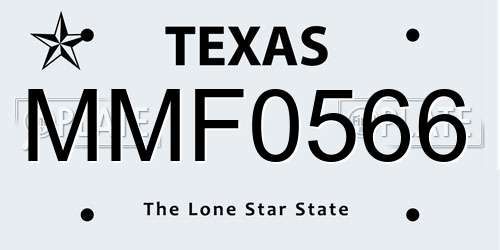 MMF0566 Texas License Plate