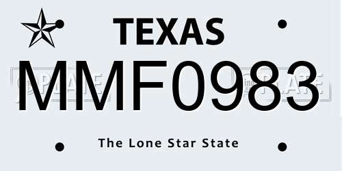 MMF0983 Texas License Plate