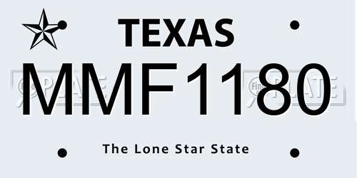 MMF1180 Texas License Plate