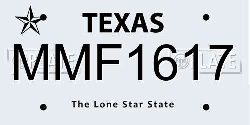 MMF1617 Texas License Plate