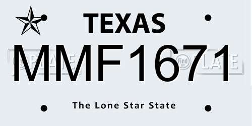 MMF1671 Texas License Plate