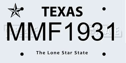 MMF1931 Texas License Plate