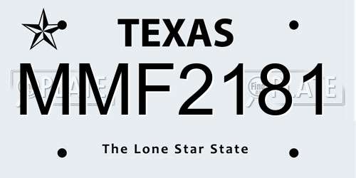 MMF2181 Texas License Plate