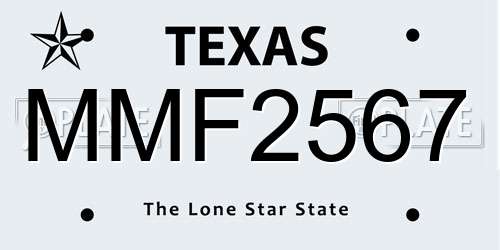 MMF2567 Texas License Plate