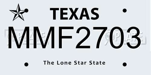 MMF2703 Texas License Plate