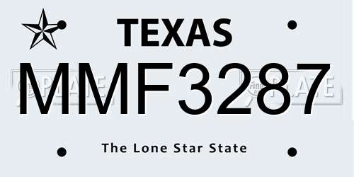 MMF3287 Texas License Plate