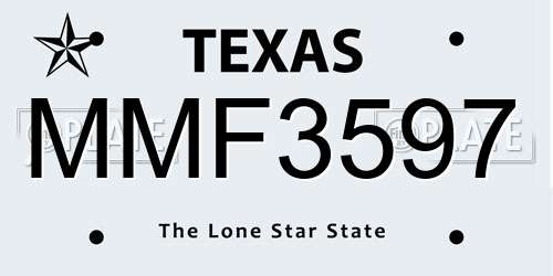MMF3597 Texas License Plate
