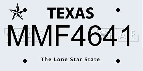 MMF4641 Texas License Plate