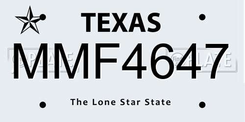 MMF4647 Texas License Plate