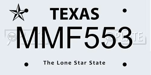 MMF553 Texas License Plate