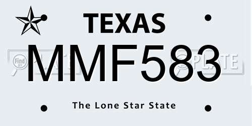 MMF583 Texas License Plate