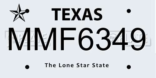MMF6349 Texas License Plate
