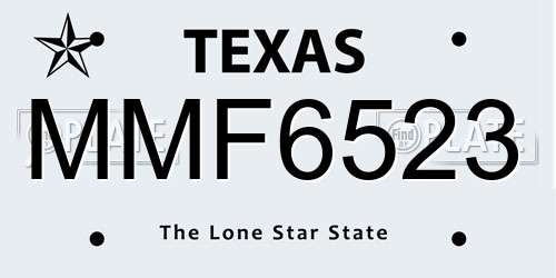 MMF6523 Texas License Plate