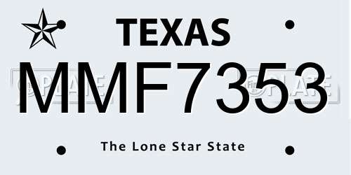MMF7353 Texas License Plate