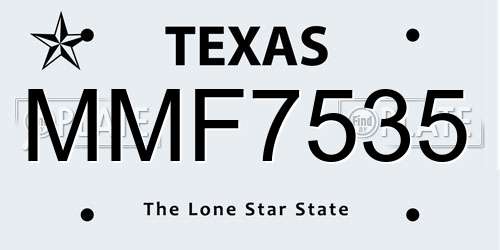 MMF7535 Texas License Plate