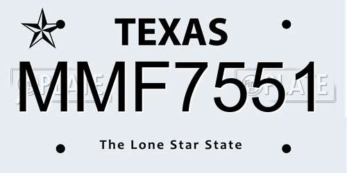 MMF7551 Texas License Plate