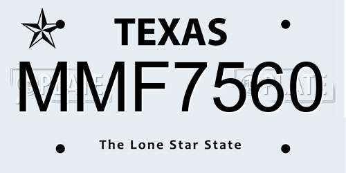 MMF7560 Texas License Plate