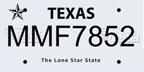 MMF7852 Texas License Plate